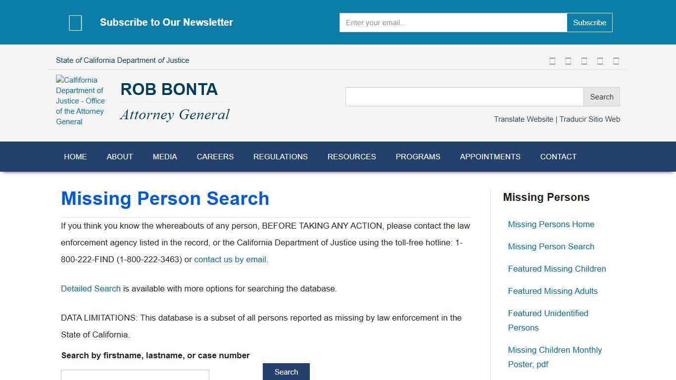 Missing Person Search | State of California - Department of Justice - Office of the Attorney General